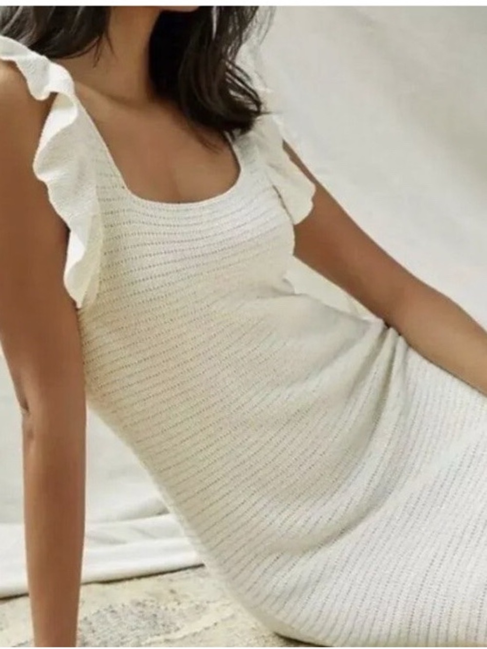 House of Harlow 1960 Cream Knit Ruffle Dress - Picture 2 of 5